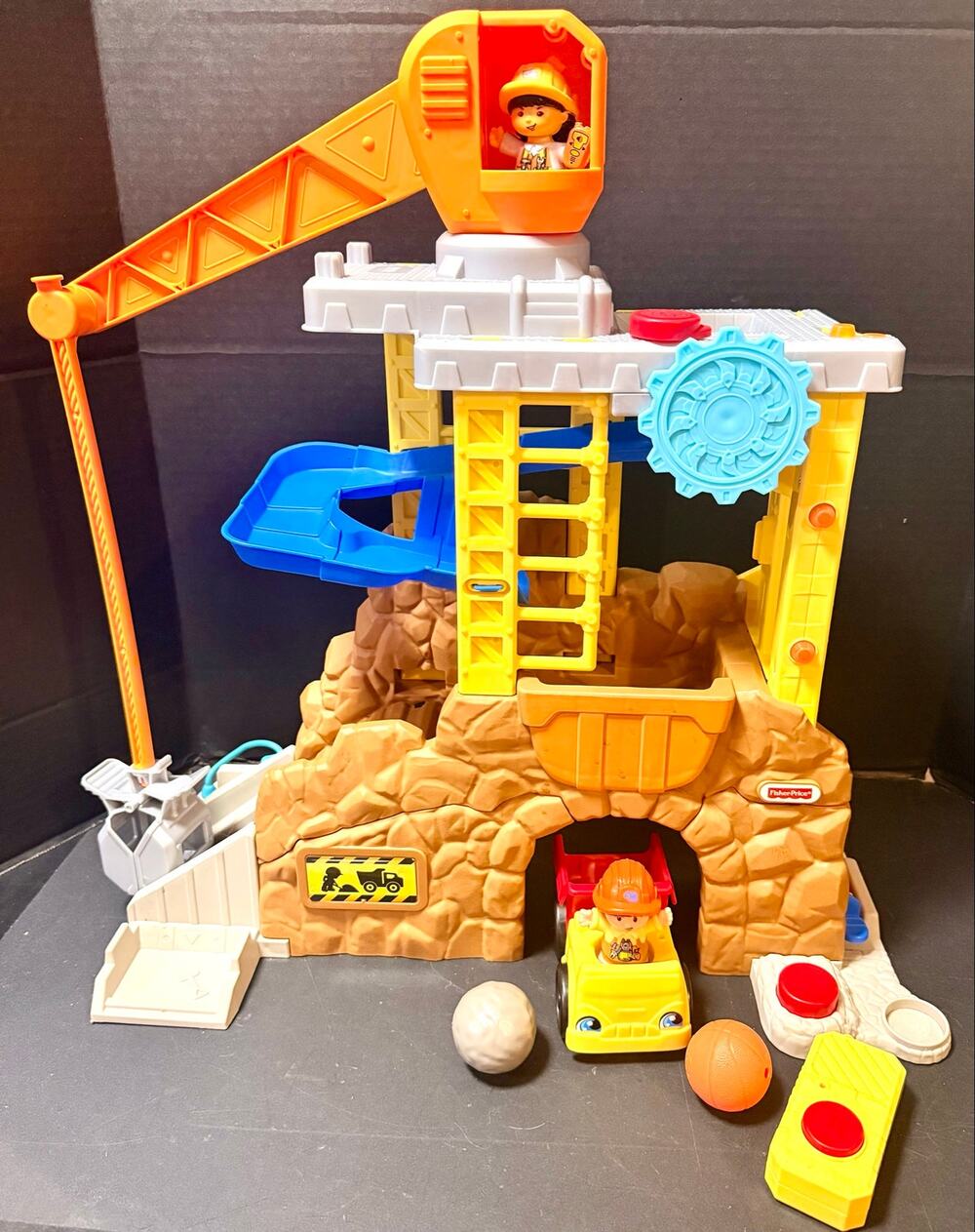 FP Little People Load Up ‘n Learn Construction Site remote truck boulders WORKS
